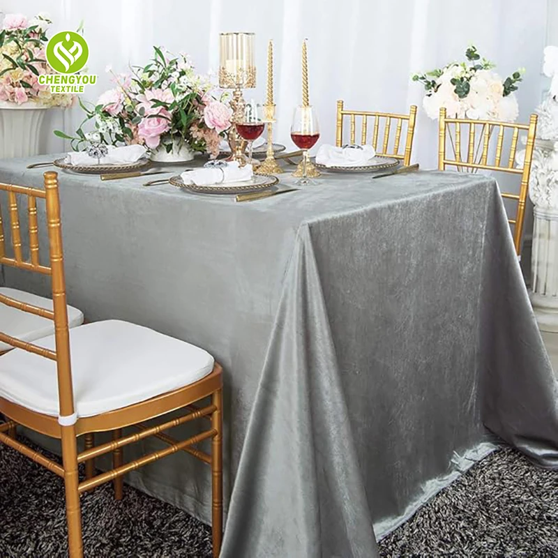 280GSM Italian Velvet Tablecloth 90x132inch Premium Thick Cloth Cover for Event Banquet Party Wedding Rectangular Table Linen