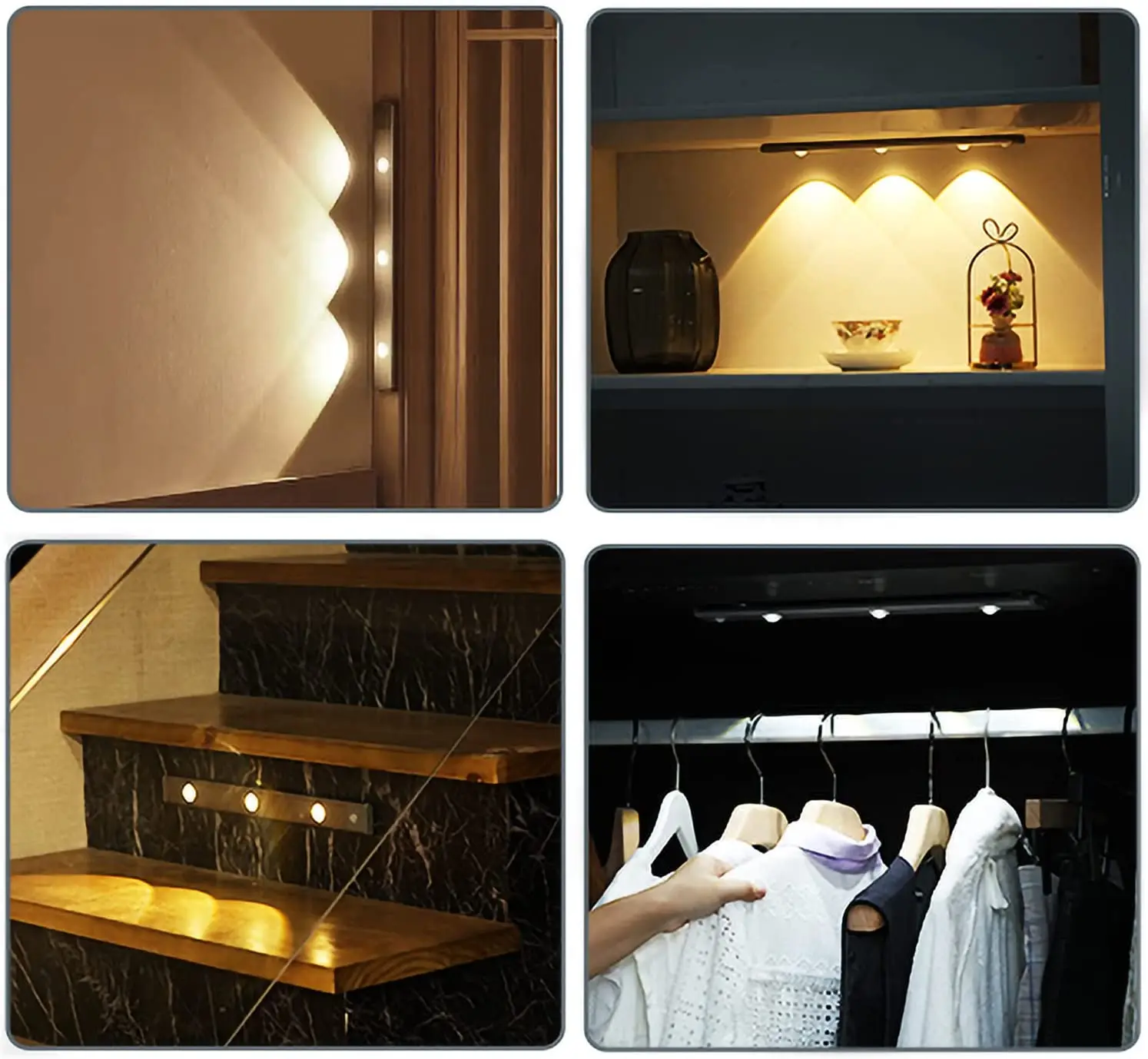 Under Cabinet Lights LED Motion Sensor Light USB Rechargeable 3 Color Modes Dimmable Hill Light for Kitchen Wardrobe Closet