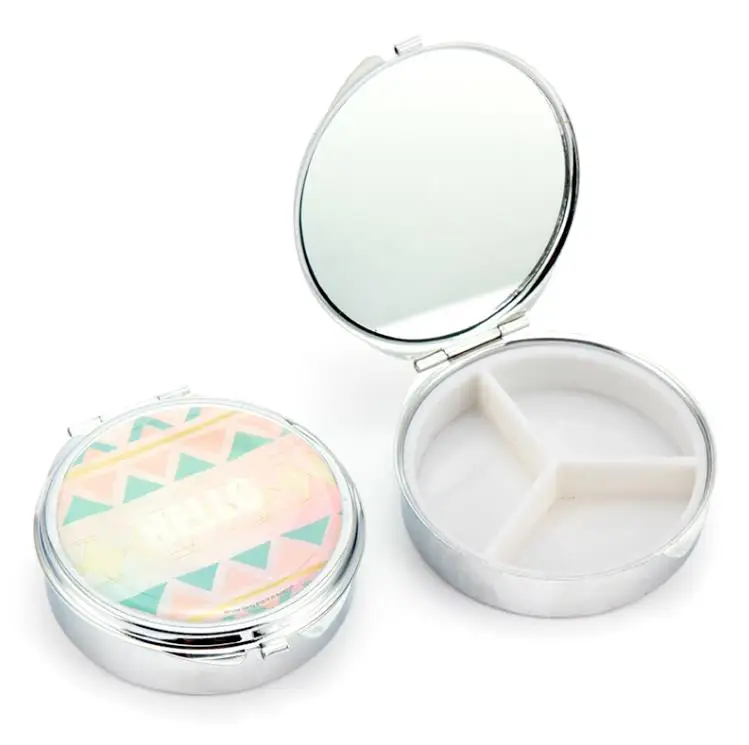 Customized DIY Sublimation Logo Metal Round Shape Travel Pocket Pill Box