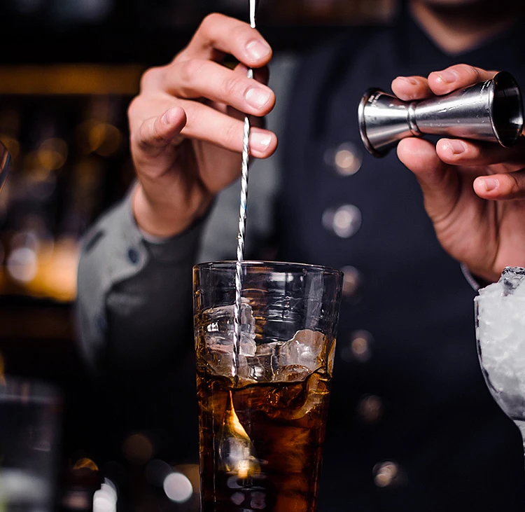 20cm 30cm Bar Accessories Tool 18/8 304 Stainless Steel Swizzle Sticks Mix Spoon Cocktail Shaker Long Handle Metal Bar Spoon