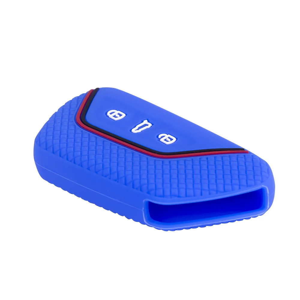 Hot embossed silicone rubber cover car key Case For VW Volkswagen Golf 8 Mk8 2020 Skoda 3 Buttons Smart Keyless Remote Cases