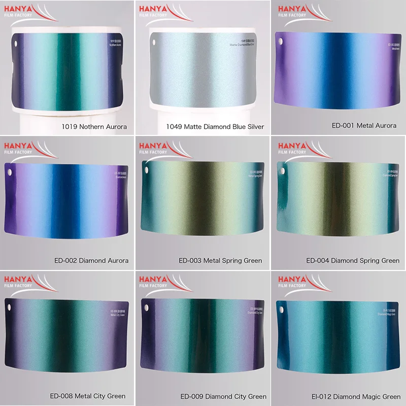 Diamond City Green color changing sticker Glossy Diamond Rainbow Film car body sticker