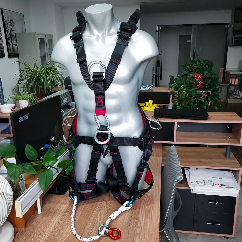 Mountain Tree-Climbing Access Fall Arrest Protection Equipment with Rope Bridge 5 Point Rescuing Full Body Harness