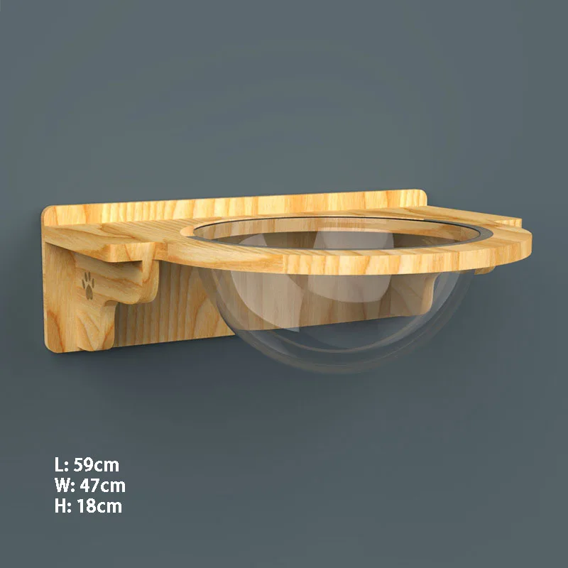 Cats Wall Shelf Hammock Bed Wall Mounted Post with Steps Sisal Wooden Cat Tree Wall-mounted Transparent Chaise Longue for Cats