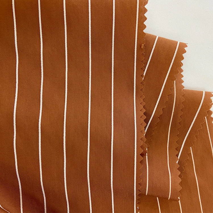 Yellow color custom yarn dyed NR stripe fabric 20D nylon rayon spandex fabric for making dresses