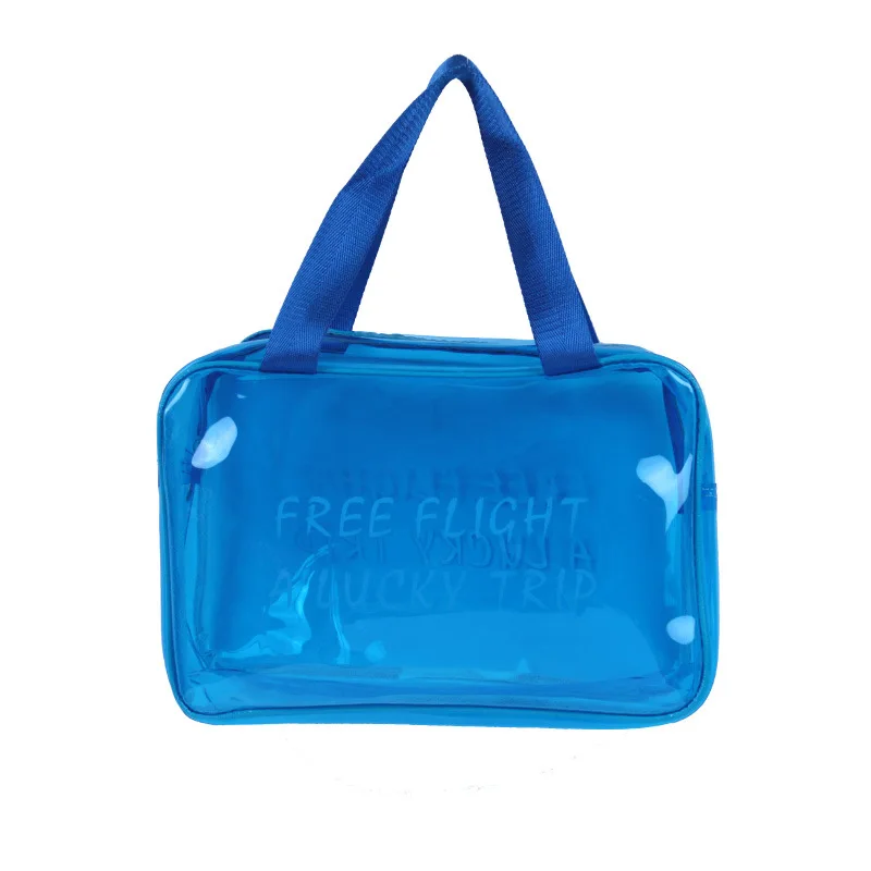 Wholesale customized pvc thickened new portable square wash bag makeup bag large capacity female beach with printed logo