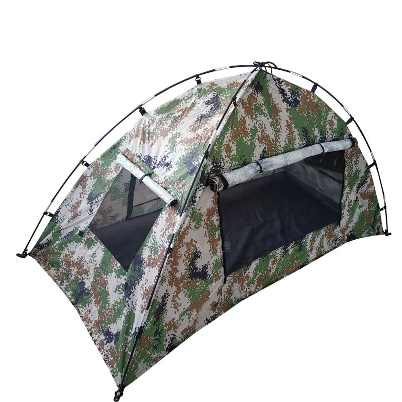 Camping Training Double-Layer Rainproof Ultra-Light Portable Aluminum Pole Fiberglass Pole Camouflage Tent Single