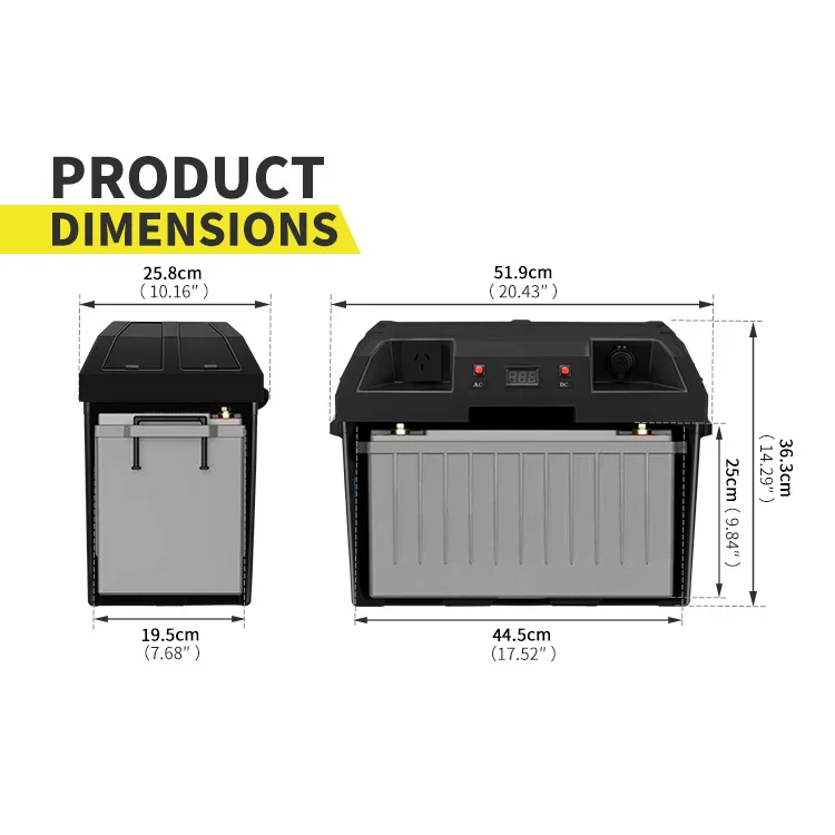 Plastic Car Smart Camping power USB Solar Lifepo4 12V Battery Box with 500W Inverter