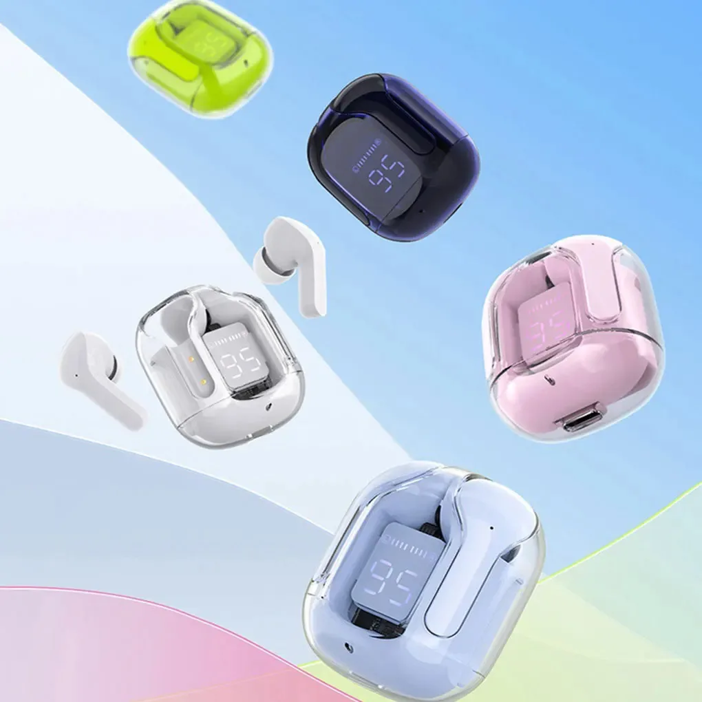 Wireless Headset Air31 Transparent Earphones LED Digital Display Stereo Sound 5.3 for Music Gaming Sports Headphones