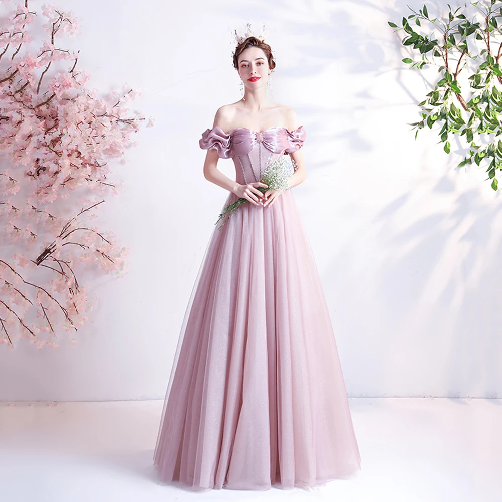 Hot-selling Cheap Pink Elegant Bride Wedding Toast Dress Banquet Annual Meeting Wedding Evening Dress