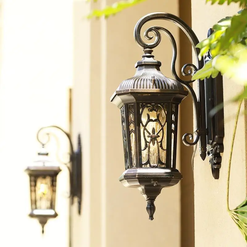 Contemporary Outdoor European Antique Clear Glass Fixture Garden LED Light Wall Lamp E27 Glass Waterproof LED Wall Lights