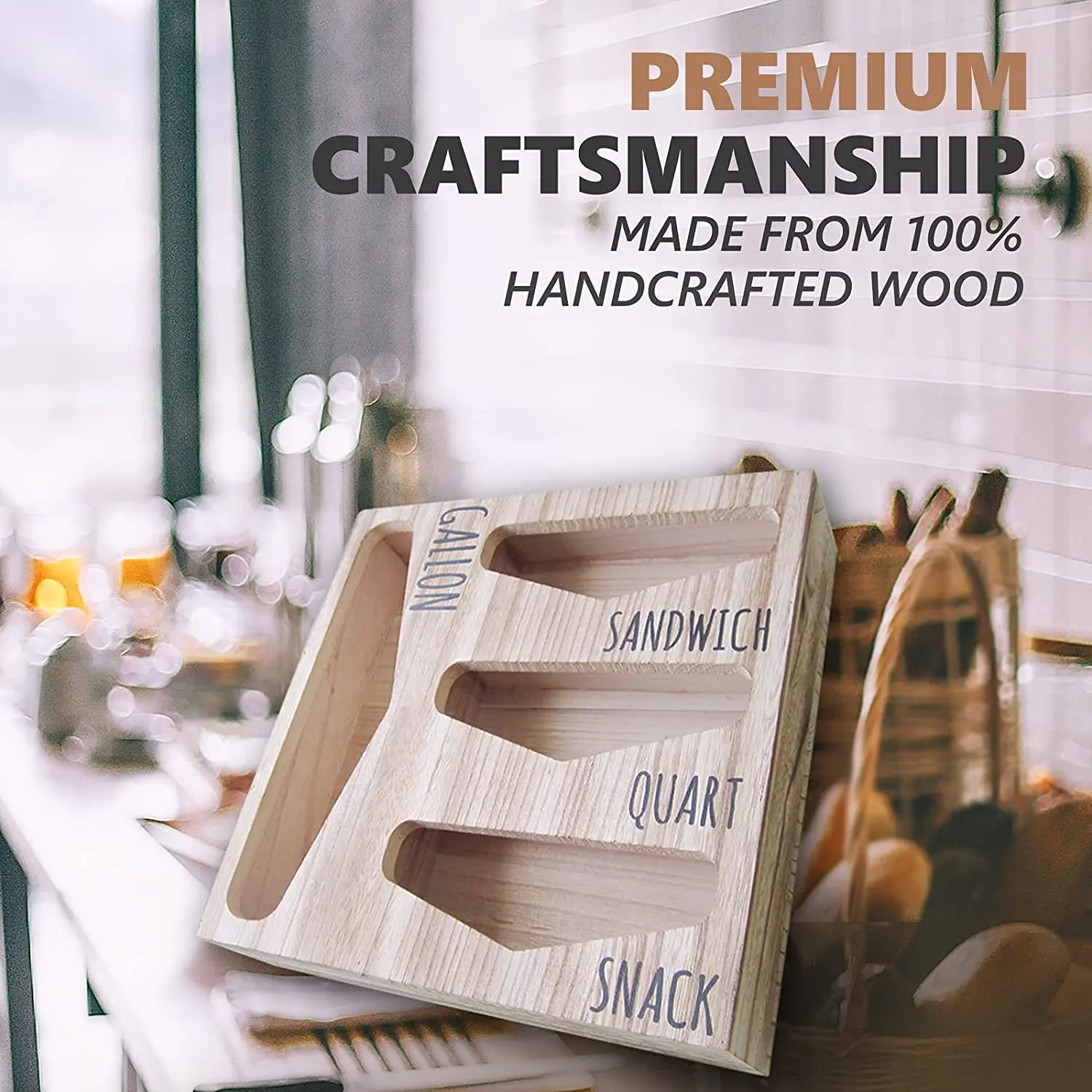 Vonssen Wood Kitchen Ziplock Baggie Dispenser Box for Drawer