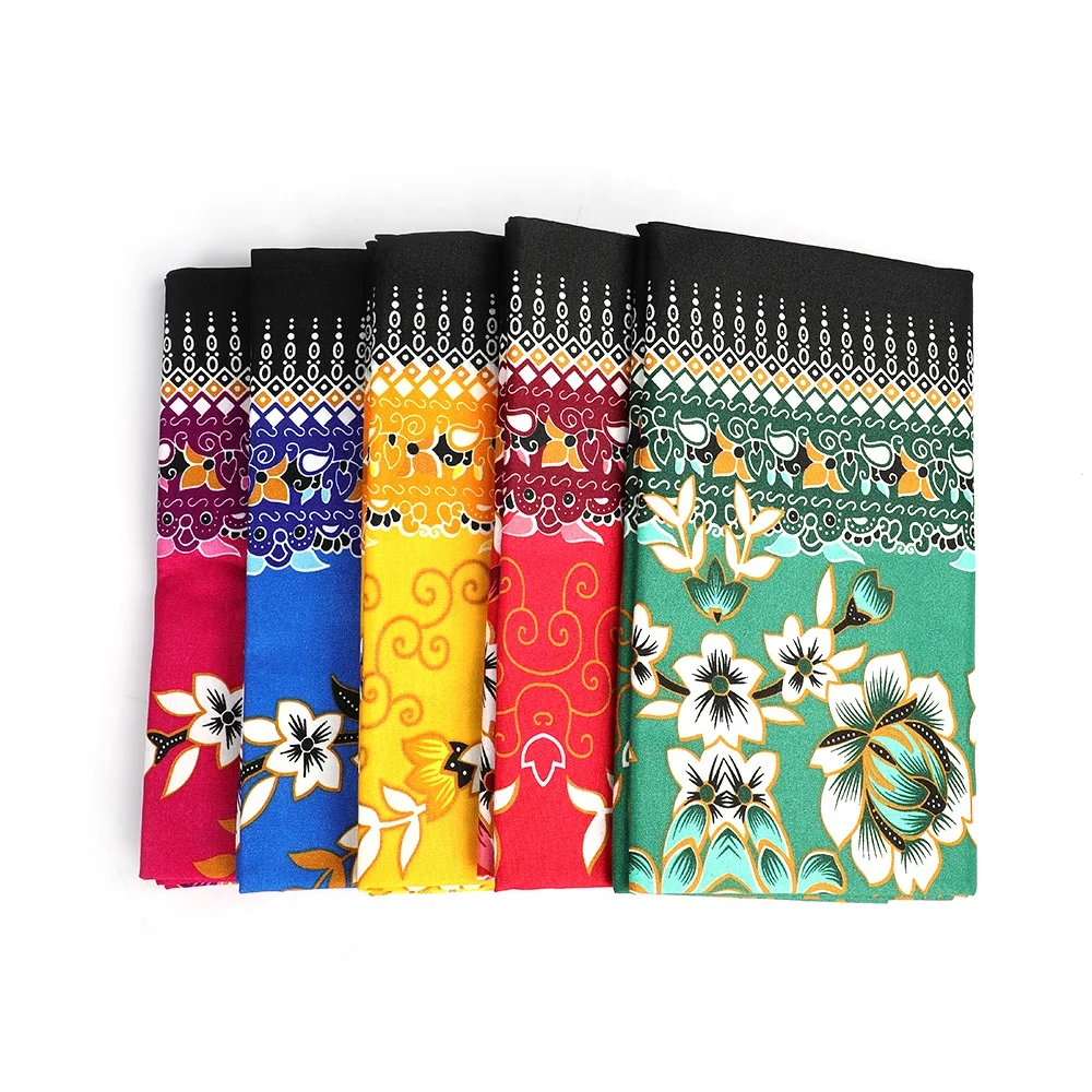 Wholesale polyester print fabric Malaysia Myanmar Thai National Costume sarong pareo