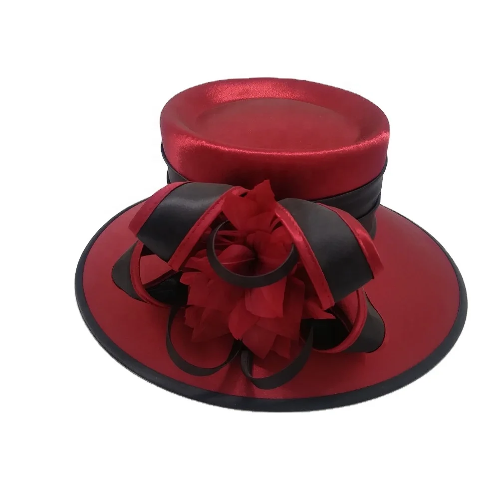 The Satin Felt case-hardened Royal Club Special Hot Sale Quality Summer Wide Brim Formal Party  lady church new elegan hat