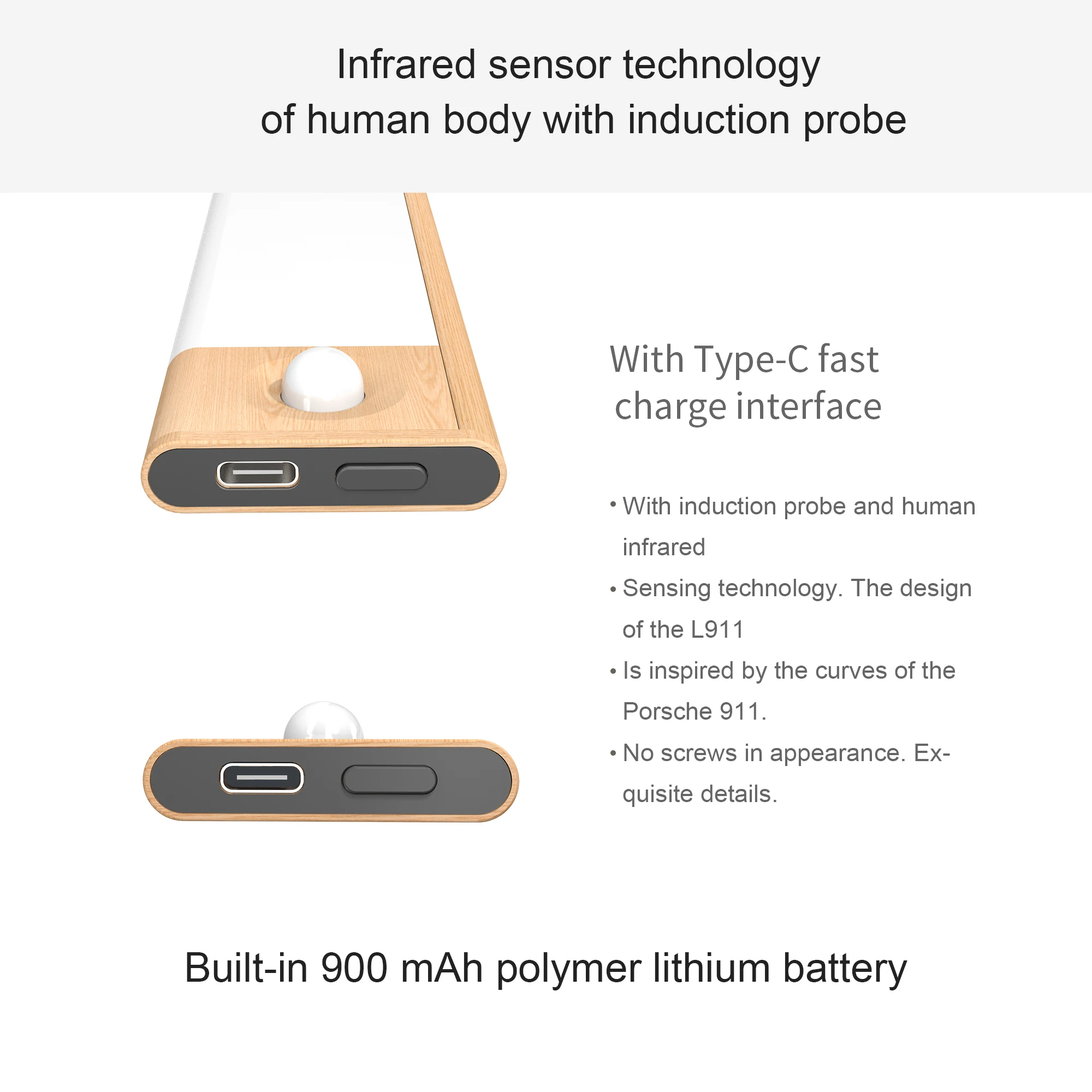 LED Cabinet Light Clear Luminous USB Body Lamp Furniture Light OEM Switch Magnetic Wall Motion Sensor Under LED Cabinet Light