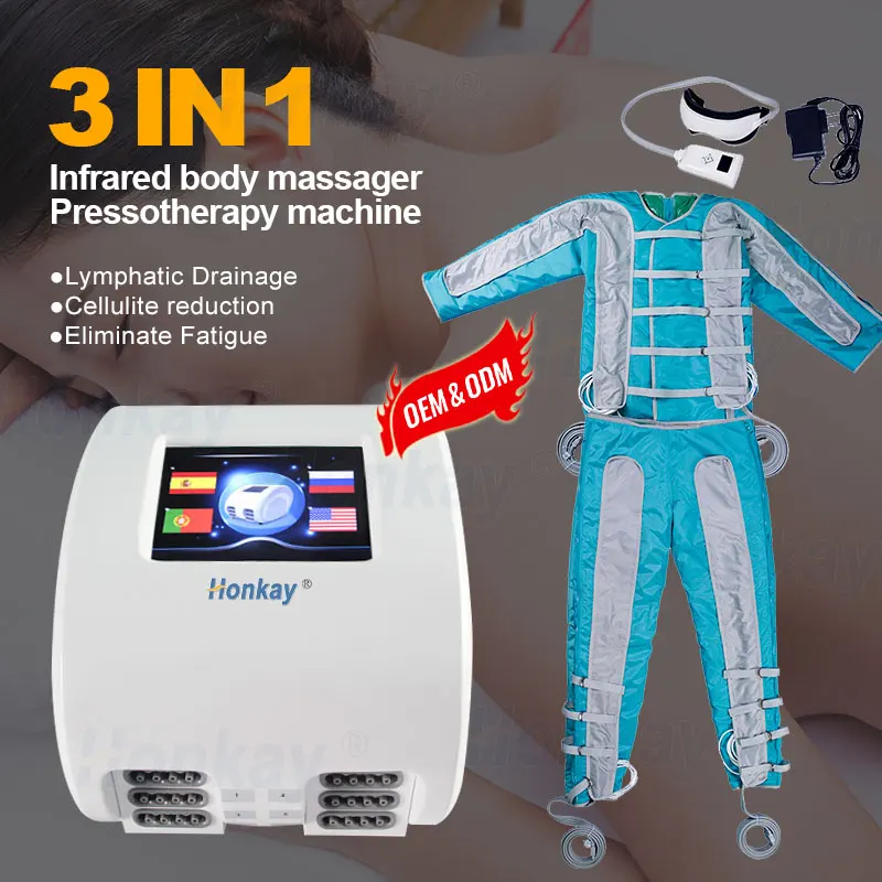 3 in 1 Far Infrared Therapy Air Pressure Massage Machine pressotherapy machine for cellulite treatment and drainage lymphatic
