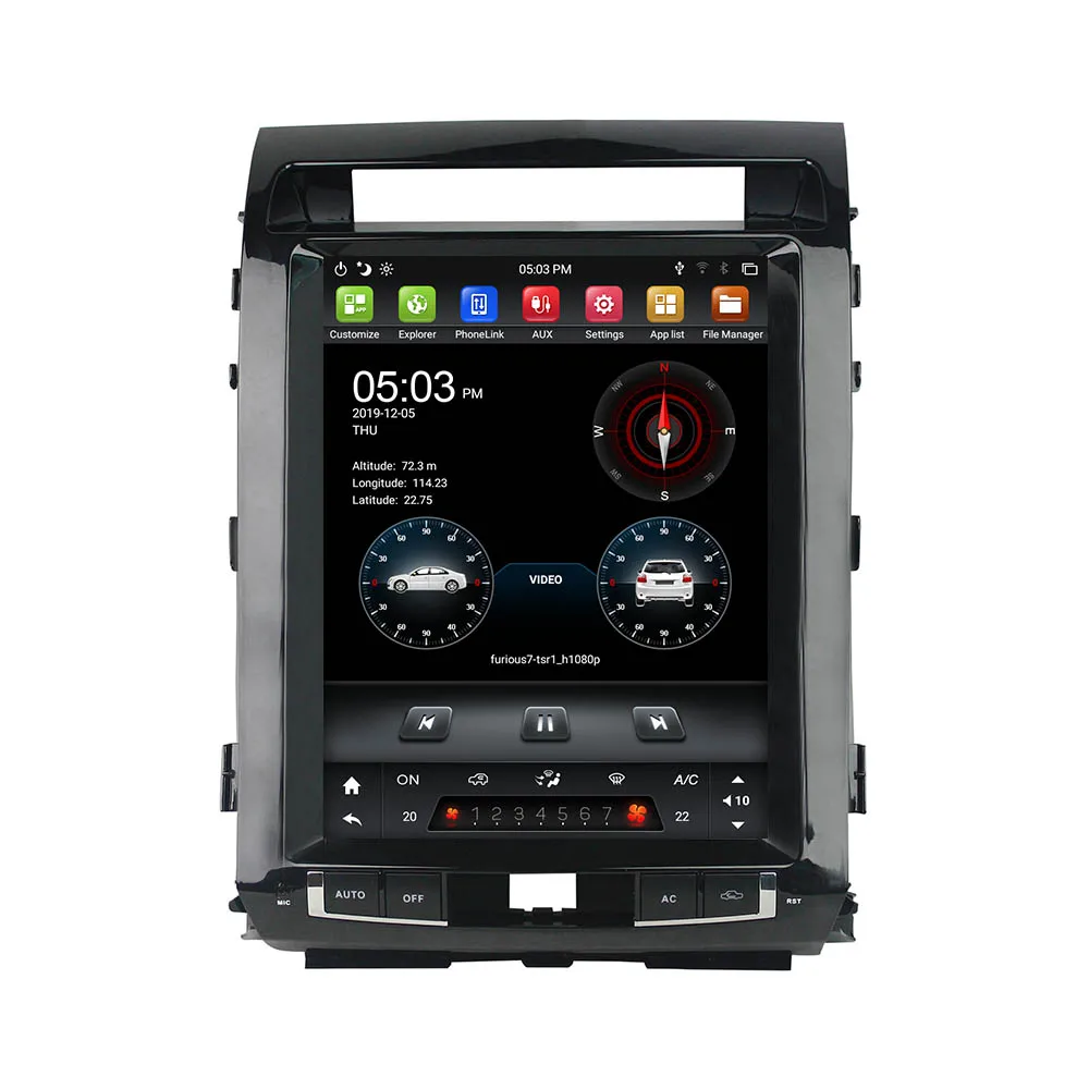 Klyde 12 1 'tesla полный сенсорный экран Android PX6 64 Гб автомобильное радио аудио для Land Cruiser 2007 до 2015