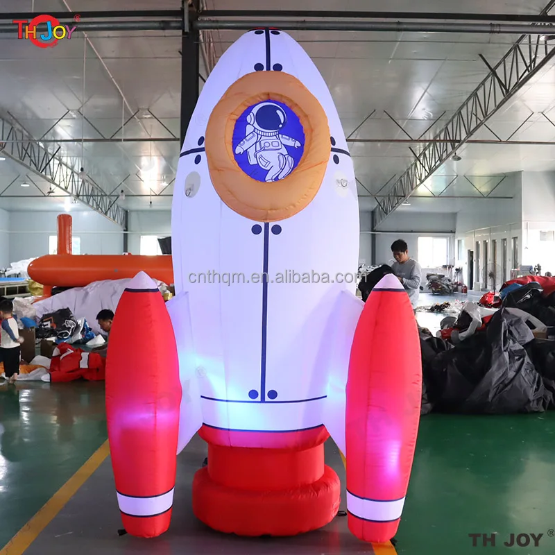 Premium 3m10ft Tall Giant Inflatable Rocket with LED Light Free Air Shipping to Your Doorstep