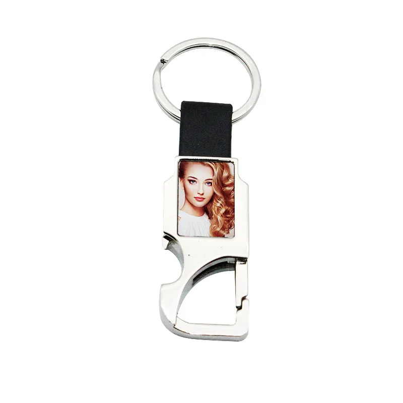Sublimation blank keyrings Metal Leather keychains for Logo transfer paper printing photo keychain