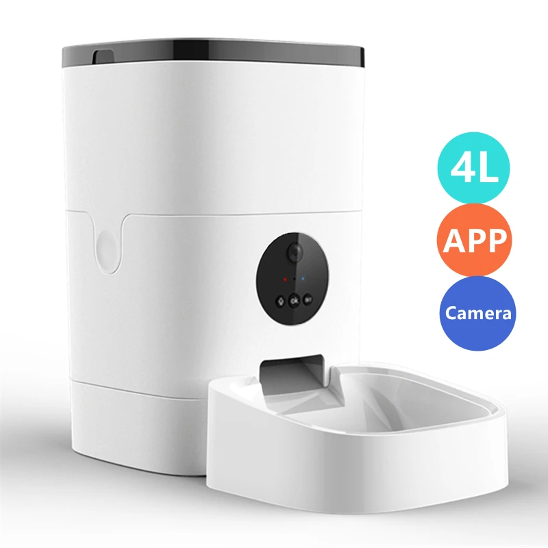 Автоматическая камера App 4L, кормушка для домашних животных, кошек, чаша для кормления с таймером и звукозаписью, Умная автоматическая кормушка для собак