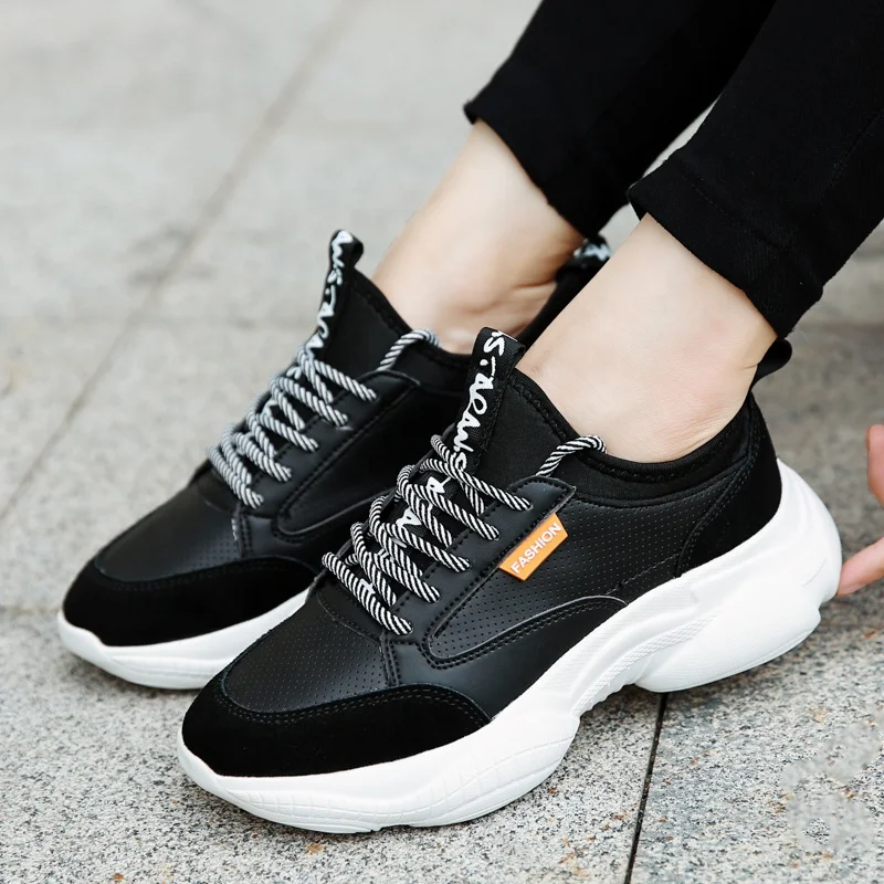 
Retro Splicing Platform Shoes Classic White Sneaker With Comfortable Memory Foam Sole For Outdoor Sport 
