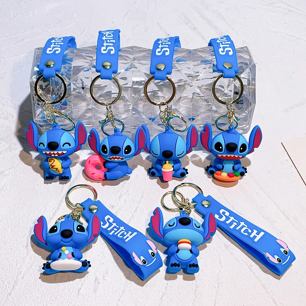 Wholesale Cute Lilo and Stitch Soft Touch PVC Key Ring Chain Cartoon Anime character lilo and stitch rubber Cartoon keychain