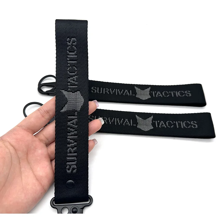 YYX Custom Jacquard Nylon Keychain Nylon Webbed Carabiner Hook Keychain Short Strap Lanyard Personalized Jacquard Keychain