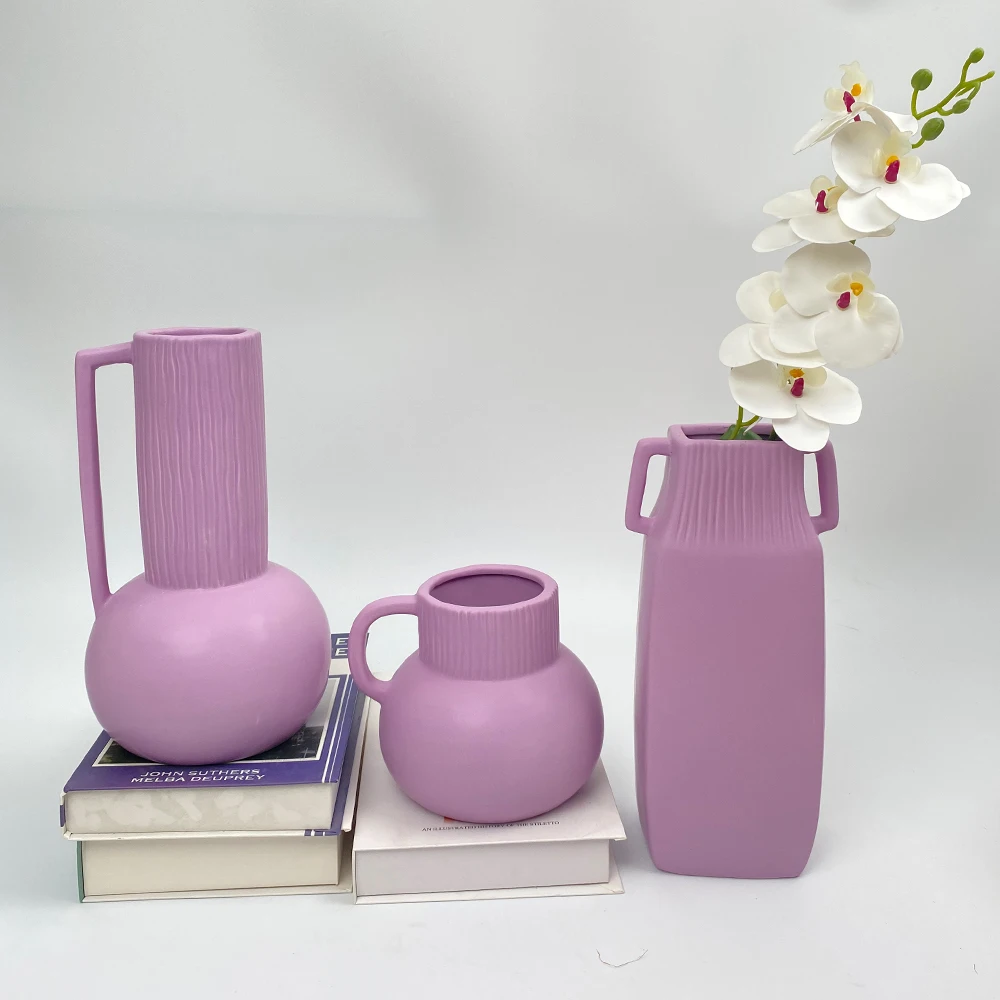 Striped Bud Vase European Vintage Exquisite Ceramic Flower Vase Home Decor