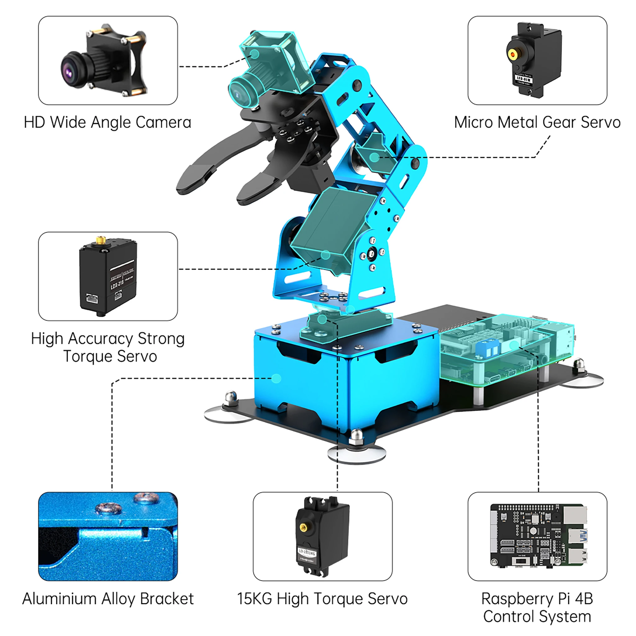 Hiwonder ArmPi mini 4DOF Vision роботизированная рука с питанием от Raspberry Pi поддержка питона отслеживание цели OpenCV для начинающих