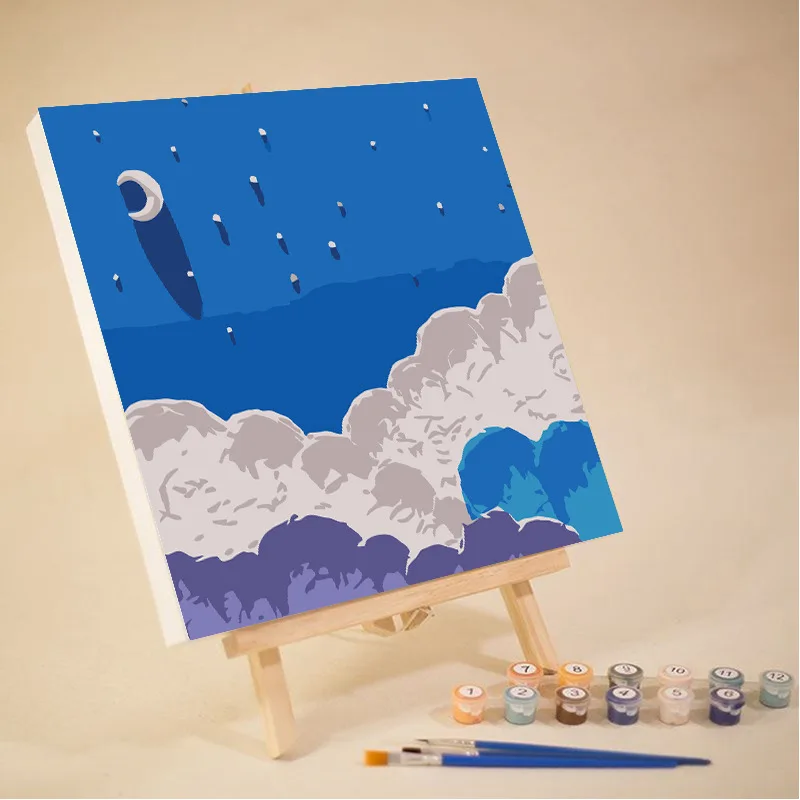 New diy beginners paint by number with frame kids digital art acrylic painting kit