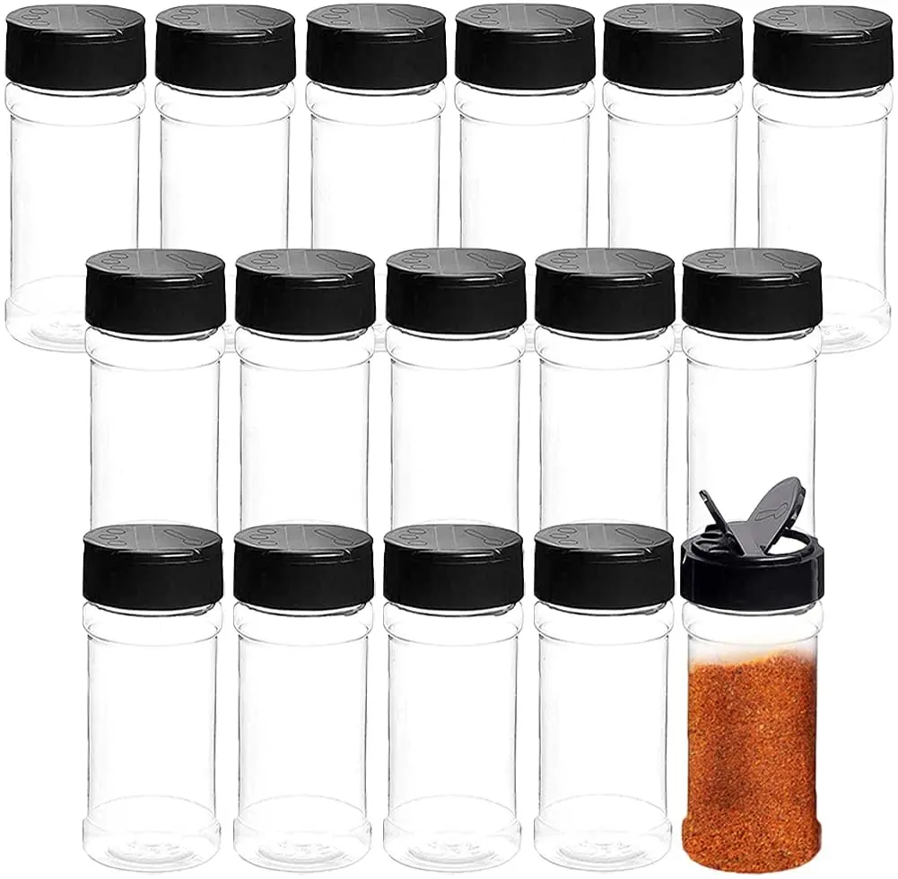 Seasoning Storage Box pepper container custom PET plastic Transparent Salt shaker Condiment bottles Kitchen herb spice jar