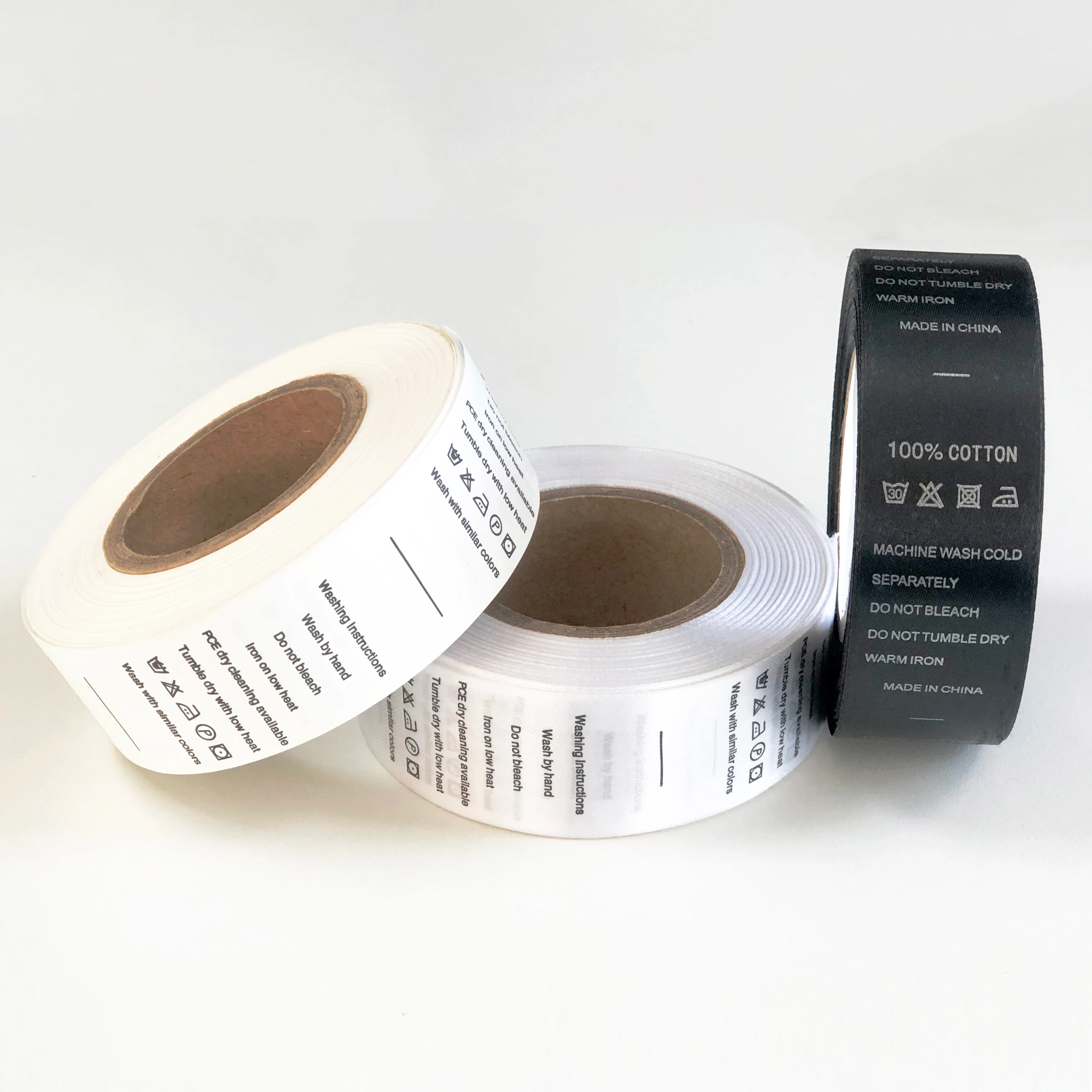 
Custom High Quality Clothing Printed Cotton Woven Wash Care Label for Clothes 