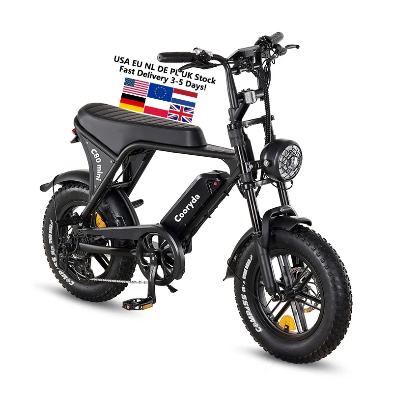 EU USA Warehouse Ready Stock OUXI V8 Mini Electric Bike 250w 20inch Electric Bicycle Cooryda C80 Mini Kid Fatbike