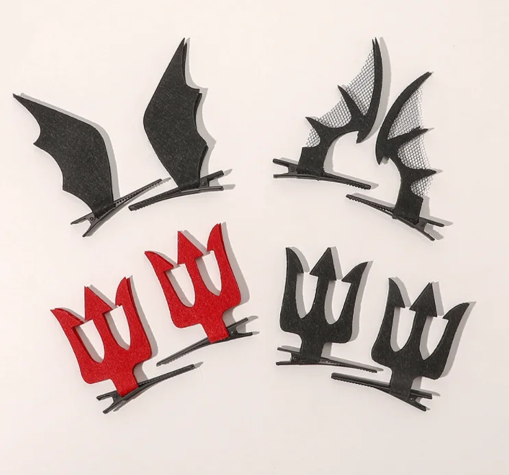 Fancy Dress Ball Duckbill Clip Devil Horn Headband Hair Clips Halloween Hair Accessories For Kids Set