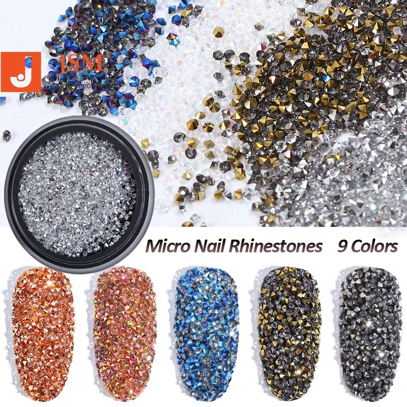 Beautypapa 1Box Glass Nail Caviar Tiny Rhinestones Micro Pixie Crystals 3d Sharp End Glitter Strass For Nails Art Decorations