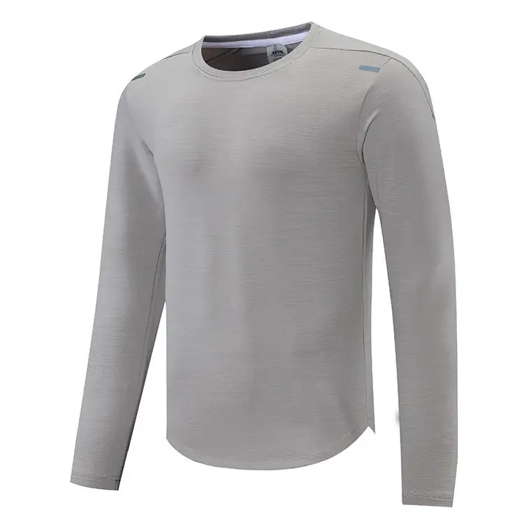 Running sweatshirts reflective logo sportswear custom logo quick dry long sleeve mens fieness shirts gym shirts men