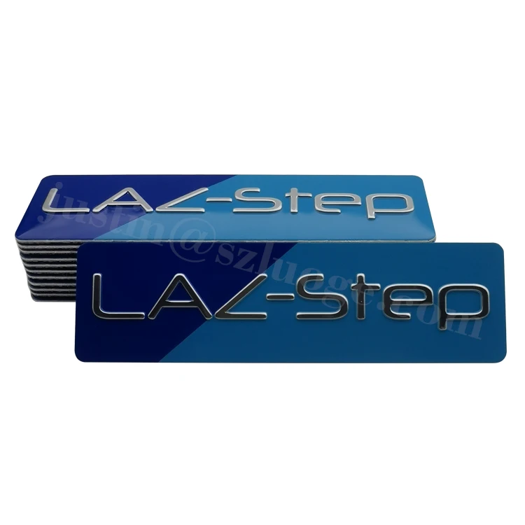 custom oval 3d aluminum brand logo stickers embossed metal nameplate packaging label aluminum adhesive logo