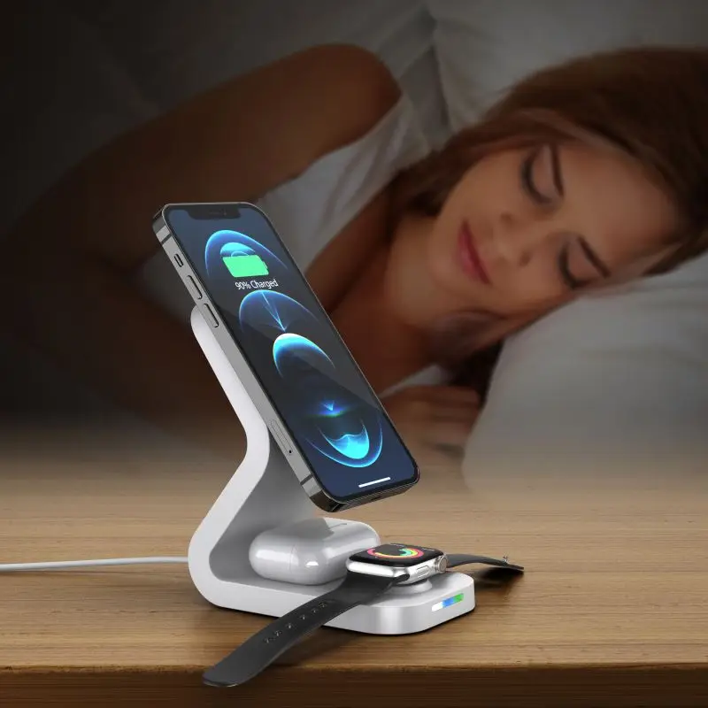 15W Wireless Charging Holder For iPhone Android Phone Portable 3-1 Wireless Charger Station Fast Charging Dock