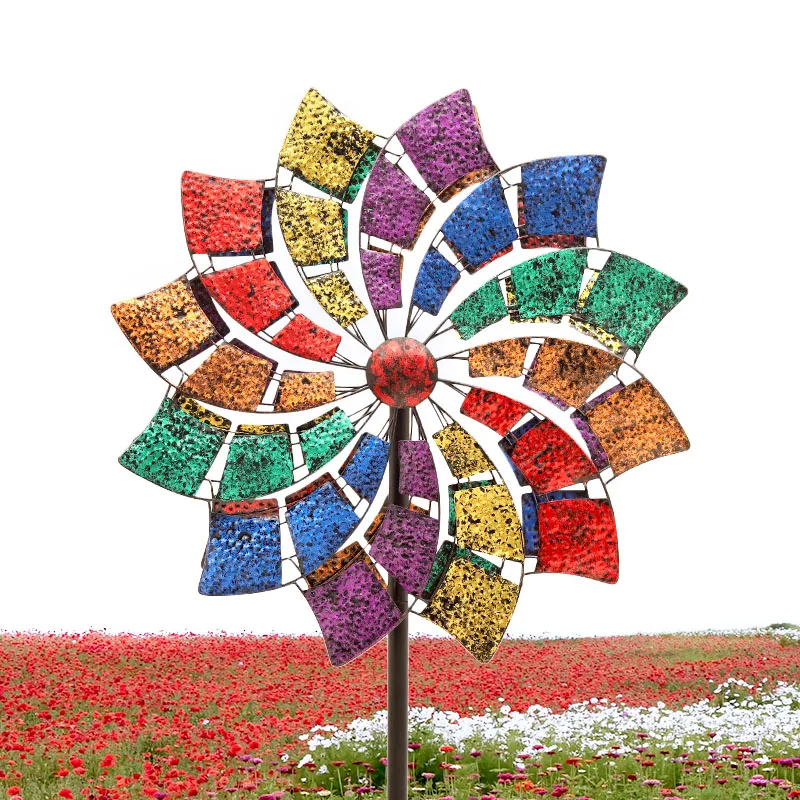 Garden Ornaments Metal Christmas Windmill Garden wind spinner 3d