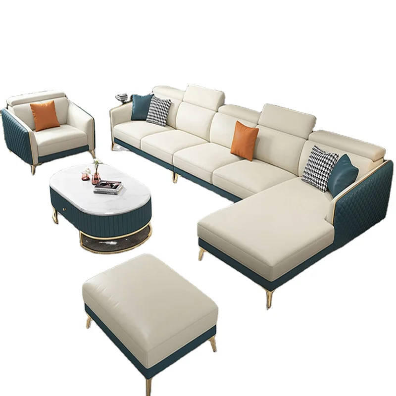 Italian Imported Leather Environmentally Friendly and Healthy Materials High Rebound Sponge Sectional Sofa CELS015