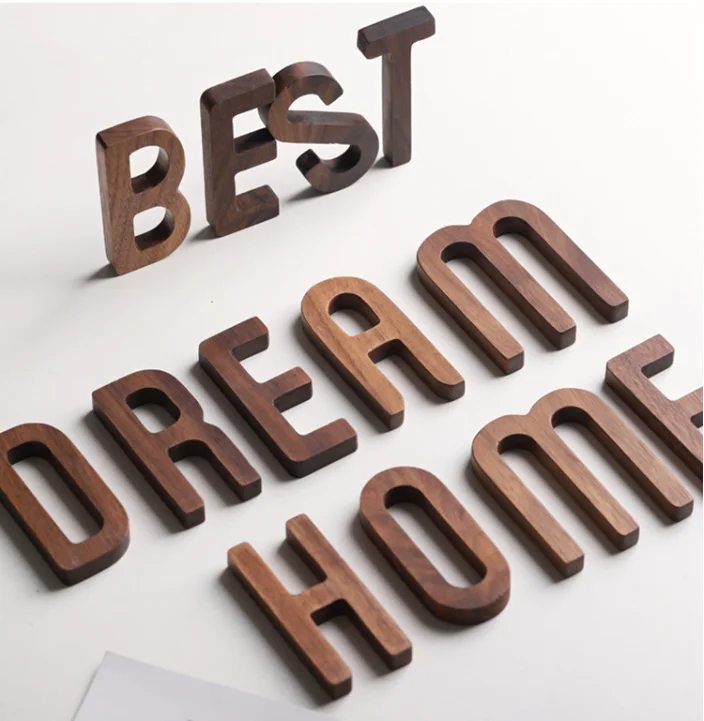 ins Nordic style solid walnut monogram wall decoration DIY letter home decoration wooden shooting props