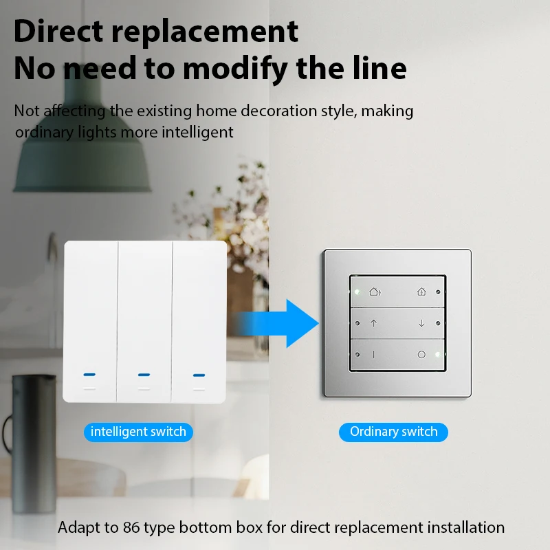 86 UK EU Type Smart Life Tuya WiFi Button Switch 3 Gang 1 Way Smart Wall Switches with Voice Control