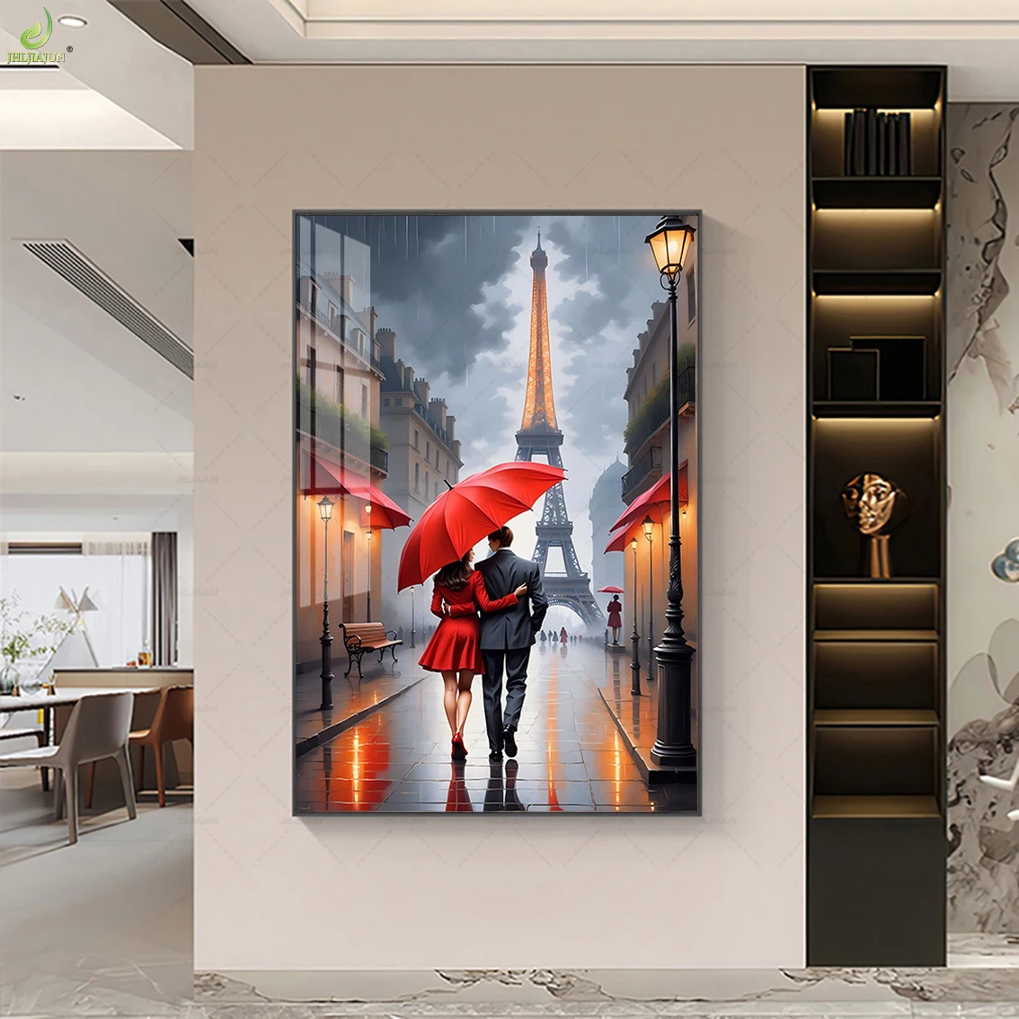 Original City scape Large Wall Art Minimalist Abstract Eiffel Tower Landscape Modern wall acrylic painting abstract home decor