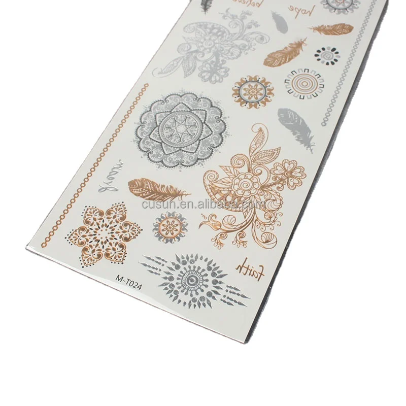 Wenzhou Factory Custom Metallic gold foil tattoos temporary