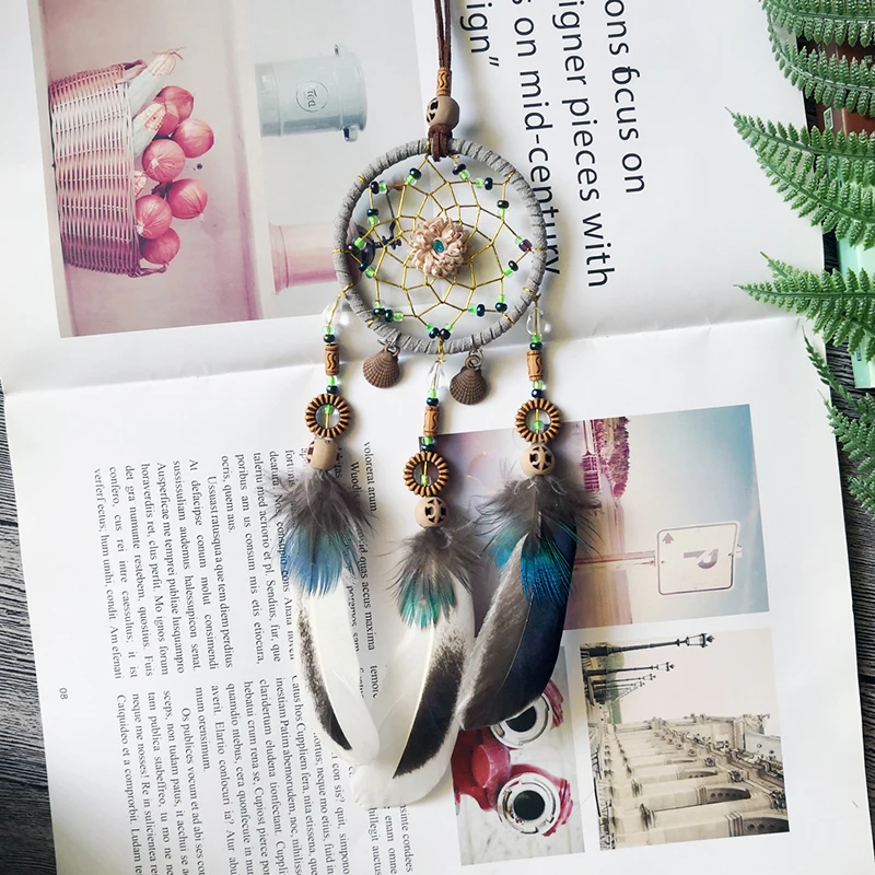 Fashion Dream Catcher Wall Decor Net Bohemian Style Handmade Feather Pendant Hanging Ornaments Macrame Wall Hanging