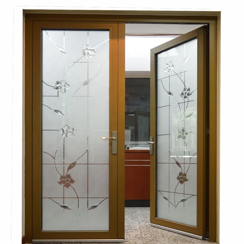 Cheap aluminum alloy clear or frosted tempered glass swing door for office entry