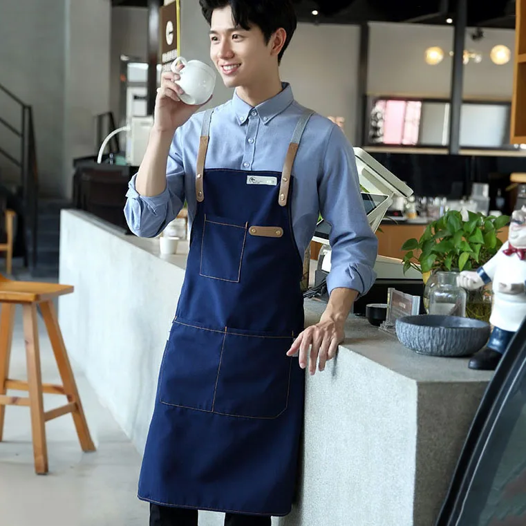 Wholesale Custom Beauty Salon Apron Logo Kitchen Cooking Barista Coffee Shop Apron