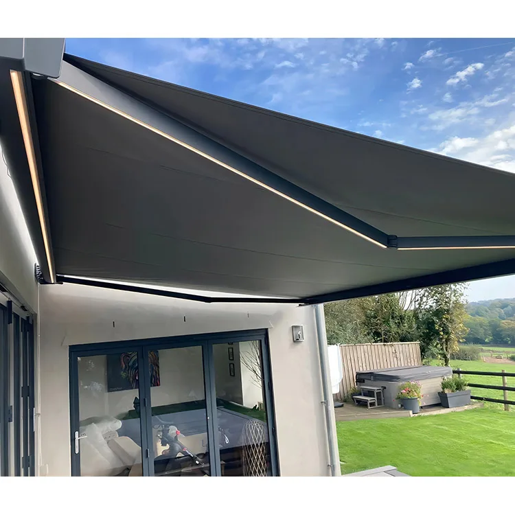 Heavy Duty Aluminum Retractable Awning Custom Size Outdoor Sunshade Full Cassette Motorized Awning