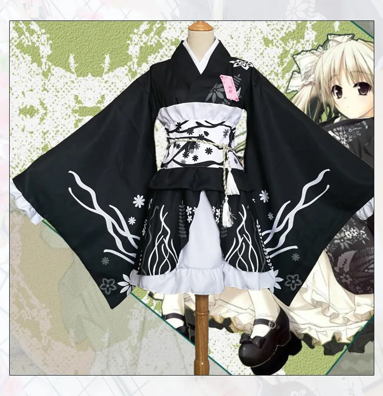 Yosuga no Sora Kasugano Sora Summer Festival Lolita Kimono Yukata Maid Dress Meidofuku Uniform Outfit Anime Cosplay Costumes