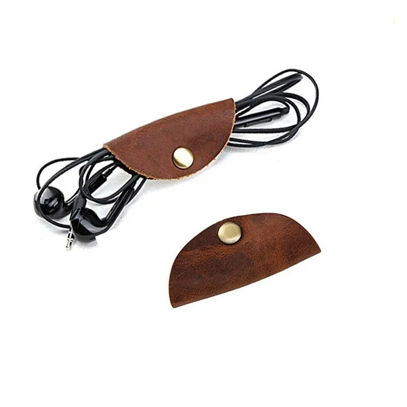 Personalized Customized Leather Cord Charging USB Phone Cable Clips Organizer Wholesale